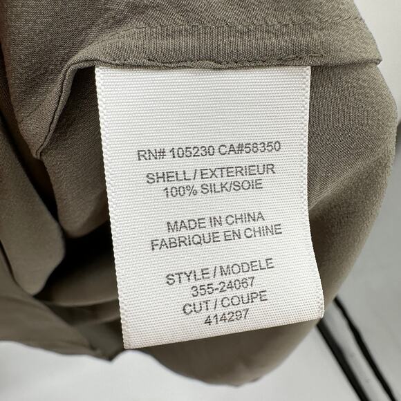 JOIE Olive Split Neck 100% Silk Sleeveless Top Blouse // S - Picture 5 of 7